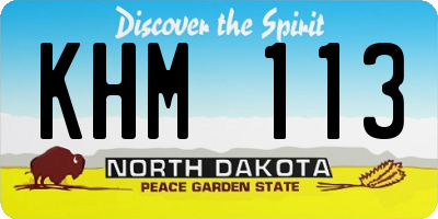 ND license plate KHM113