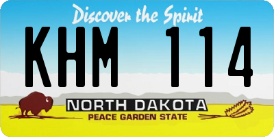 ND license plate KHM114
