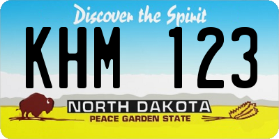 ND license plate KHM123
