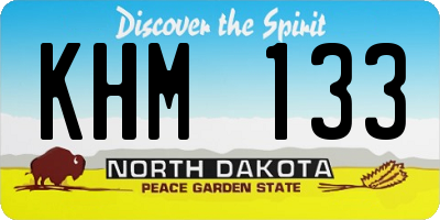 ND license plate KHM133