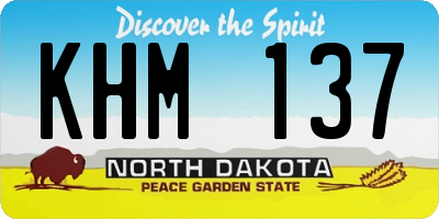ND license plate KHM137