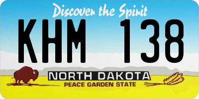 ND license plate KHM138