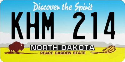 ND license plate KHM214