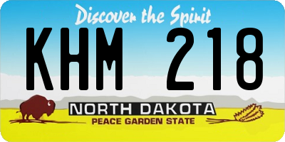 ND license plate KHM218