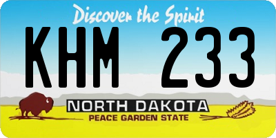 ND license plate KHM233