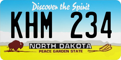 ND license plate KHM234