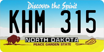 ND license plate KHM315