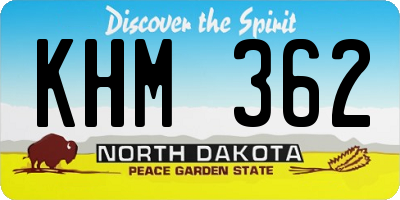 ND license plate KHM362