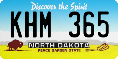 ND license plate KHM365