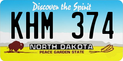 ND license plate KHM374