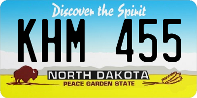 ND license plate KHM455