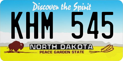 ND license plate KHM545