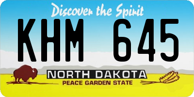 ND license plate KHM645