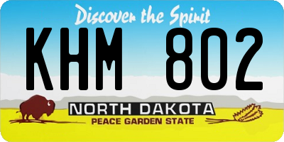 ND license plate KHM802