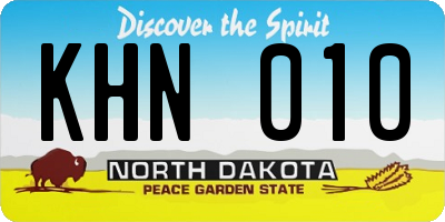 ND license plate KHN010