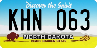 ND license plate KHN063
