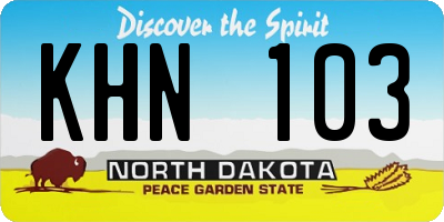ND license plate KHN103
