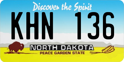ND license plate KHN136