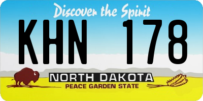 ND license plate KHN178