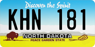 ND license plate KHN181