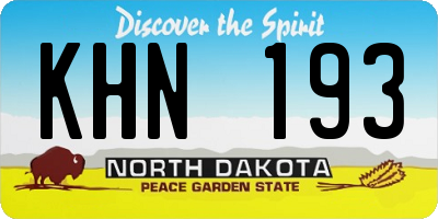 ND license plate KHN193