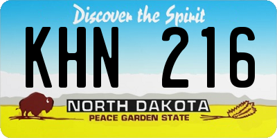 ND license plate KHN216