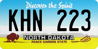 ND license plate KHN223