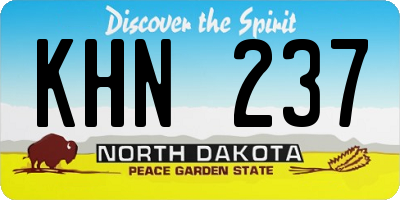 ND license plate KHN237