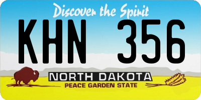ND license plate KHN356