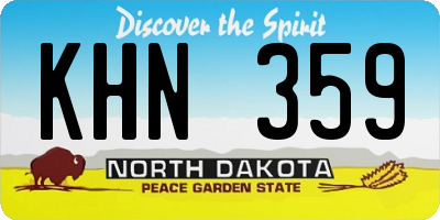 ND license plate KHN359