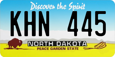 ND license plate KHN445