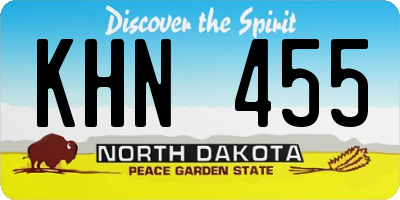 ND license plate KHN455