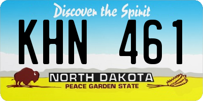 ND license plate KHN461