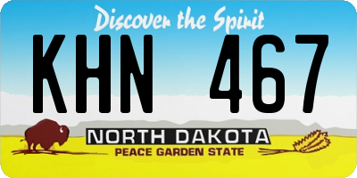 ND license plate KHN467