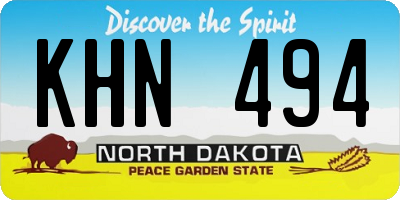 ND license plate KHN494