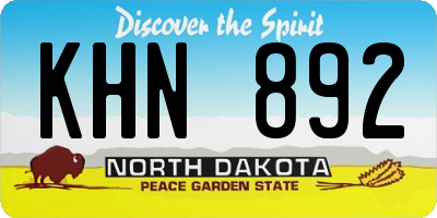ND license plate KHN892