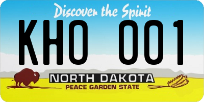 ND license plate KHO001