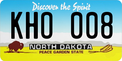 ND license plate KHO008