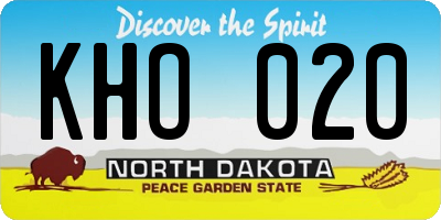 ND license plate KHO020
