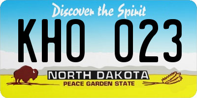 ND license plate KHO023