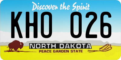 ND license plate KHO026