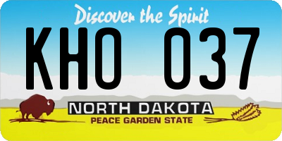 ND license plate KHO037