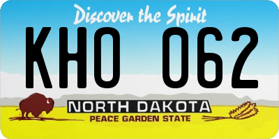 ND license plate KHO062