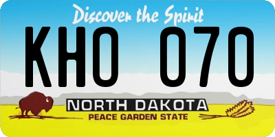 ND license plate KHO070