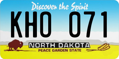 ND license plate KHO071