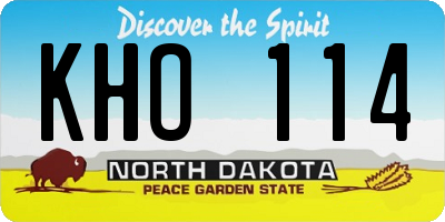 ND license plate KHO114