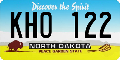 ND license plate KHO122