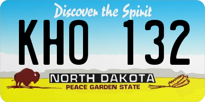 ND license plate KHO132