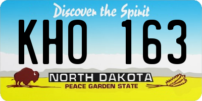 ND license plate KHO163