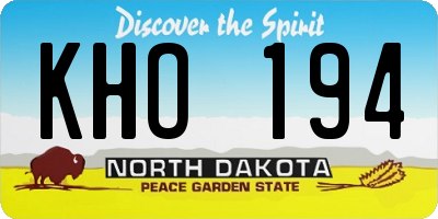 ND license plate KHO194